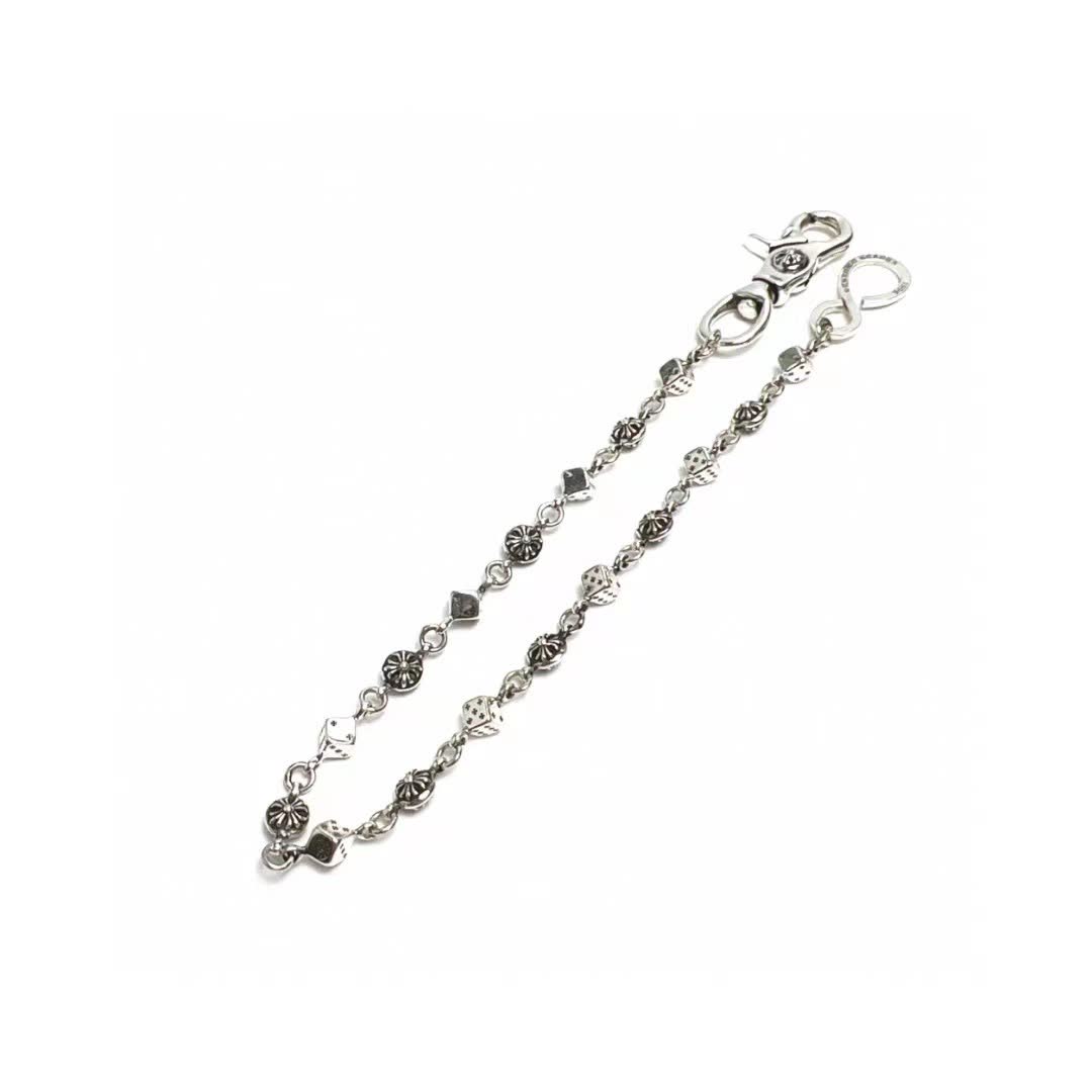 Chrome Hearts Sterling Silver Charm Bracelet with Lobster Clasp